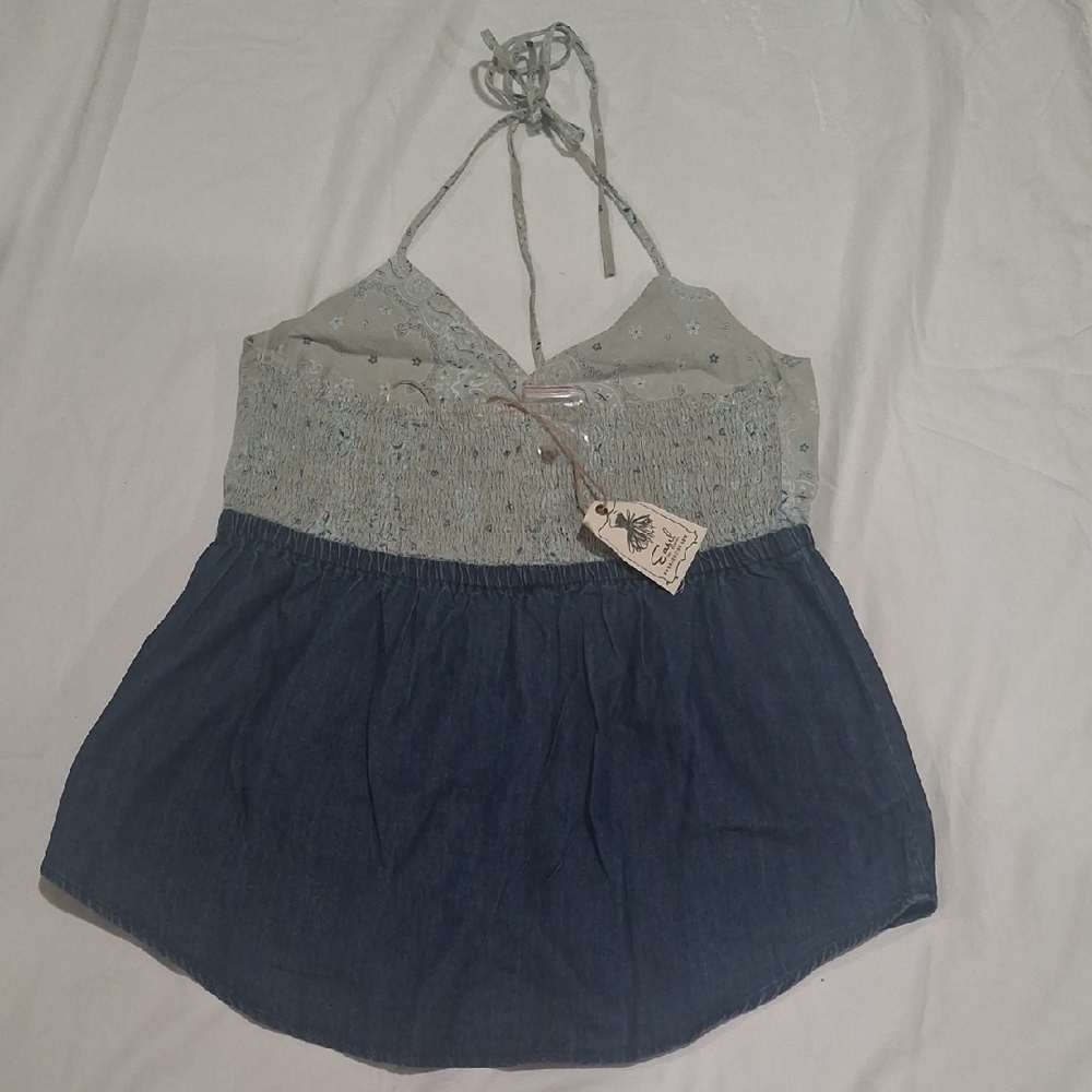 NEW.Easel Wome's Blue and Cream Lace Camisole Size L - Picture 5 of 10